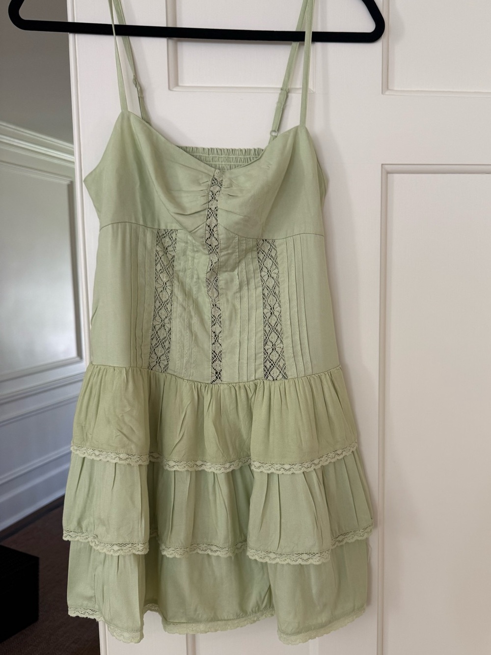 Light Green Tiered adjustable Spaghetti Strap Sundress NWT Xsmall